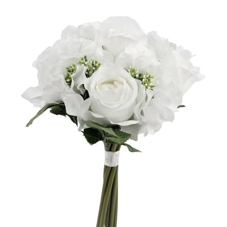 Adlmired By Nature Admired By Nature GPB8359-WHITE 9 Stems Artificial Rose & Hydrangea Mixed Bouquet; White GPB8359-WHITE